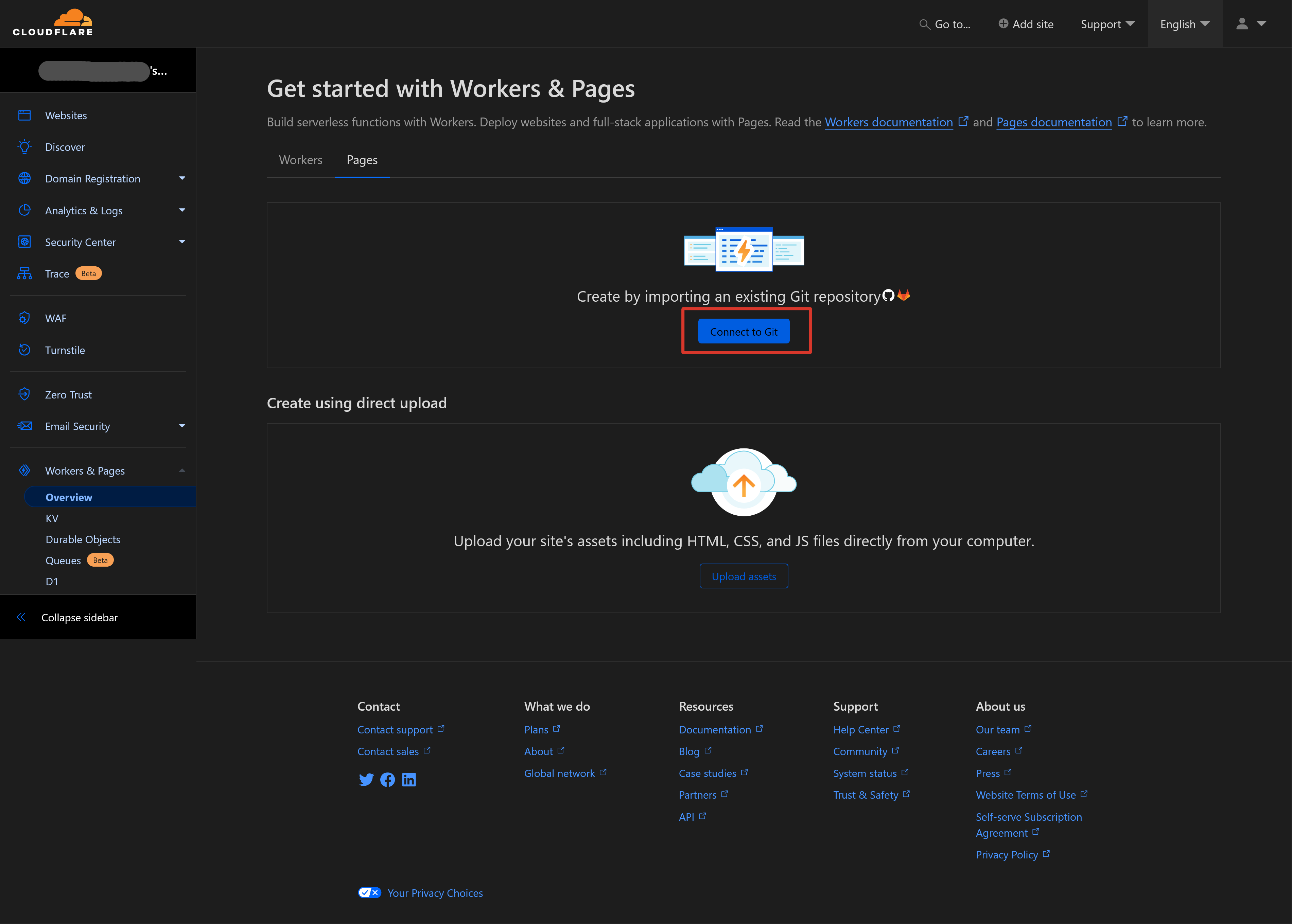 cloudflare Connect to Git