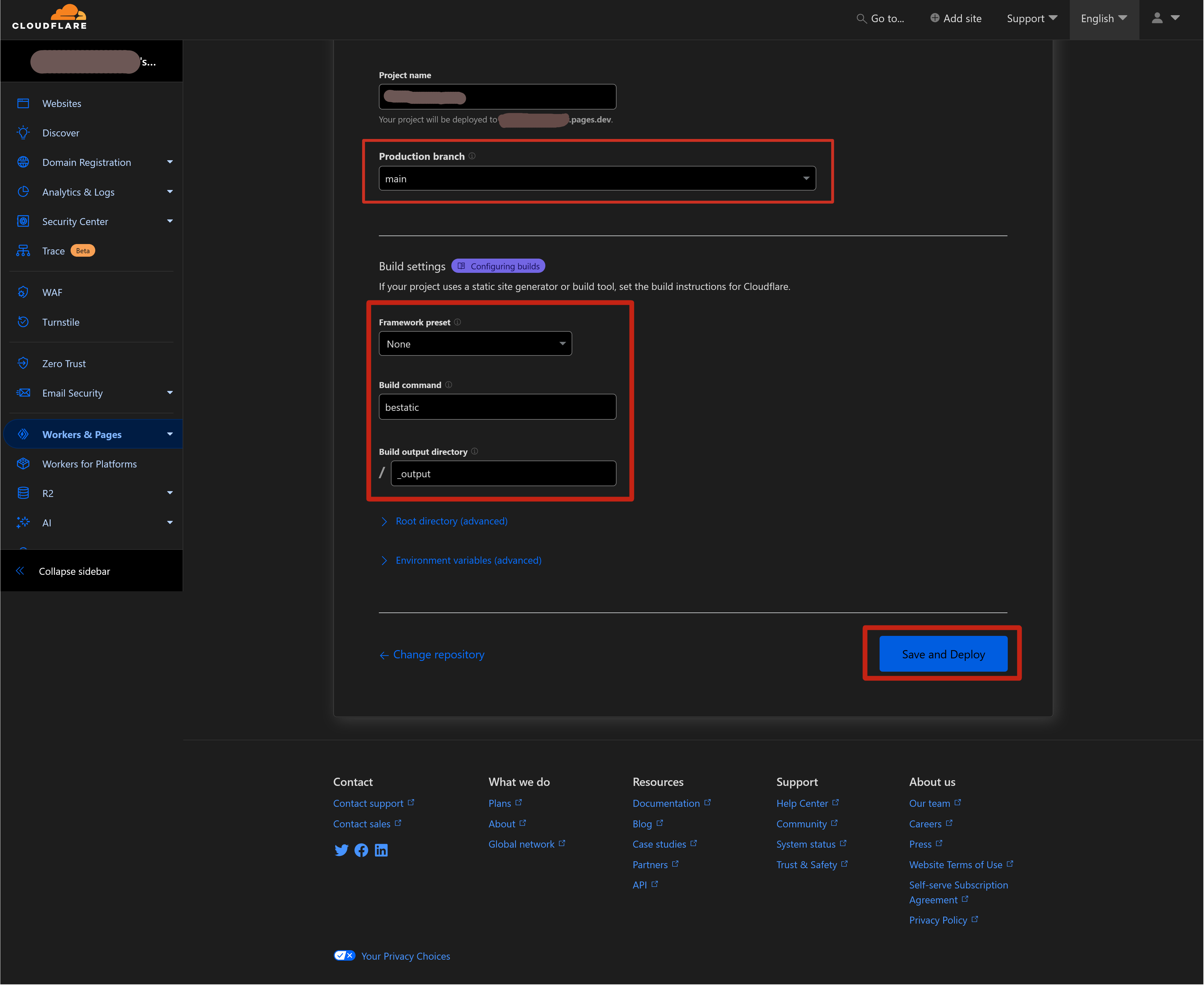 cloudflare build settings