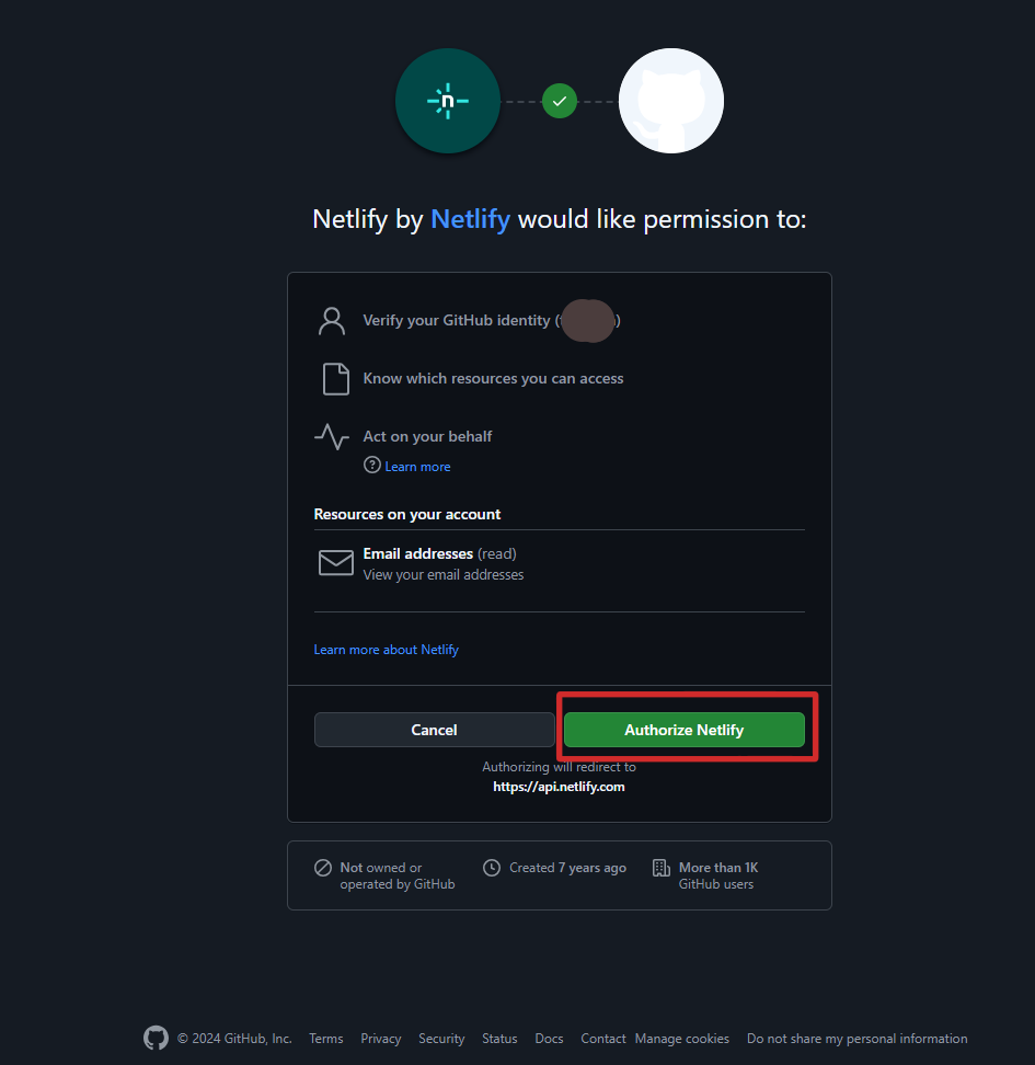 netlify install/authorize 2