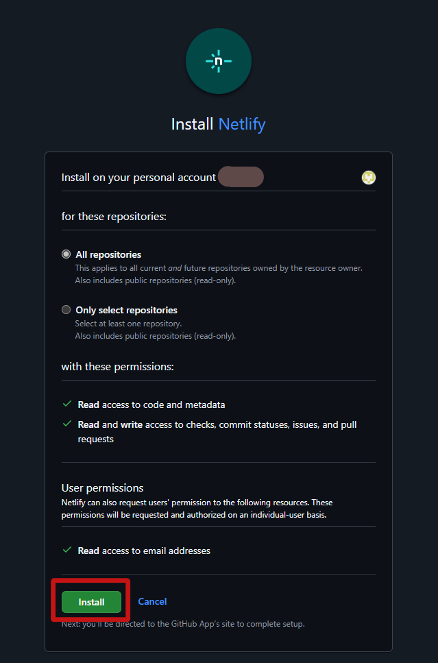 netlify install/authorize 3